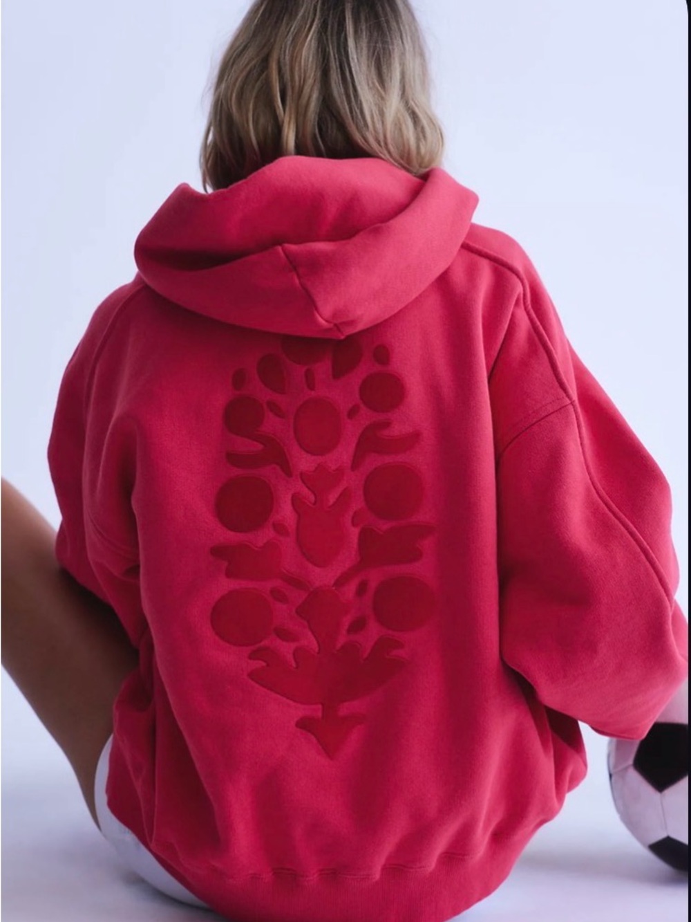FP Movement by Free People Red Hooded Puffer Pullover with Cutout Back